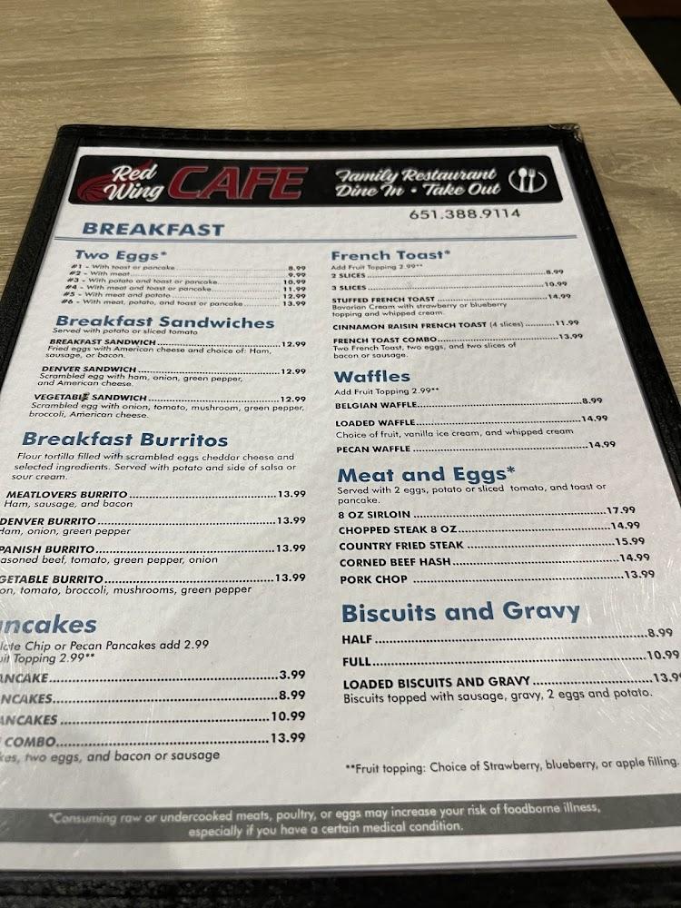 Red Wing Cafe Menu image 1